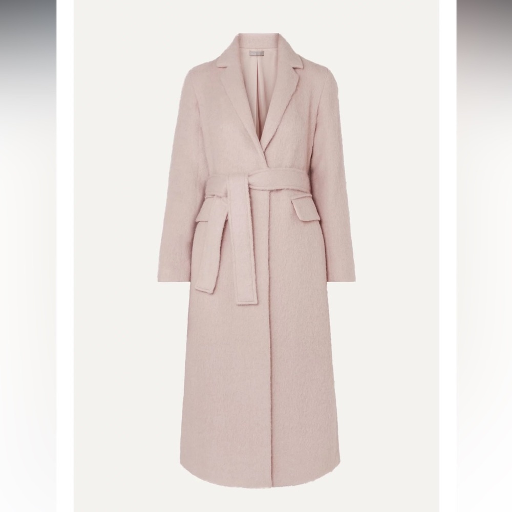 Vince Belted Wool Blend Coat Mauve Pink Size S